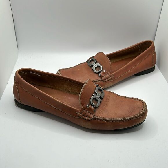 Salvatore Ferragamo Camel Buckle Loafers - Picture 1 of 7